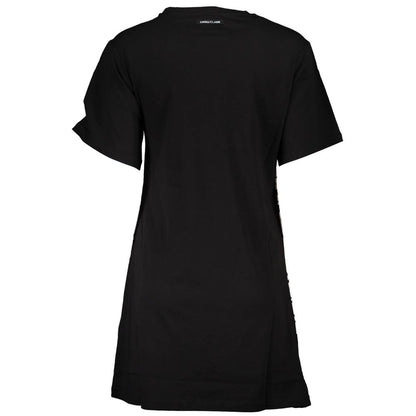 Back view of Cavalli Class Black Cotton Women Dress, showcasing chic design and premium craftsmanship for modern sophistication.