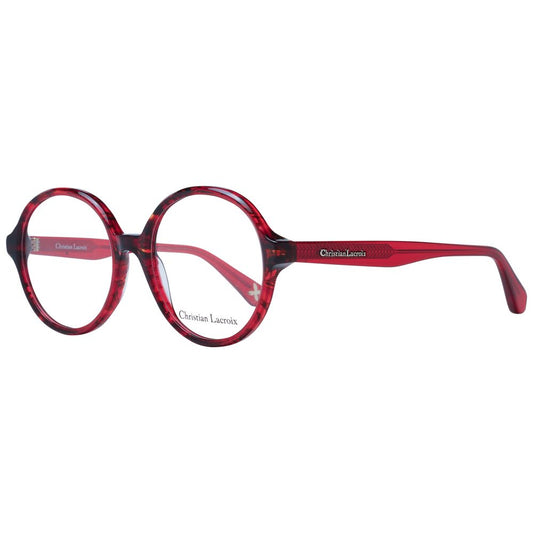 Christian Lacroix Red Women Glasses Frame made of acetate in full-rim round style with 50mm demo lenses.