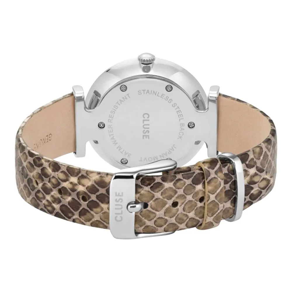 Cluse Beige Leather Dress Watch