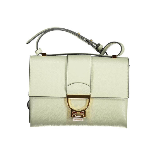 Coccinelle Green Leather Handbag with adjustable strap, external pocket, two compartments, internal pocket, zip closure, logo detail.
