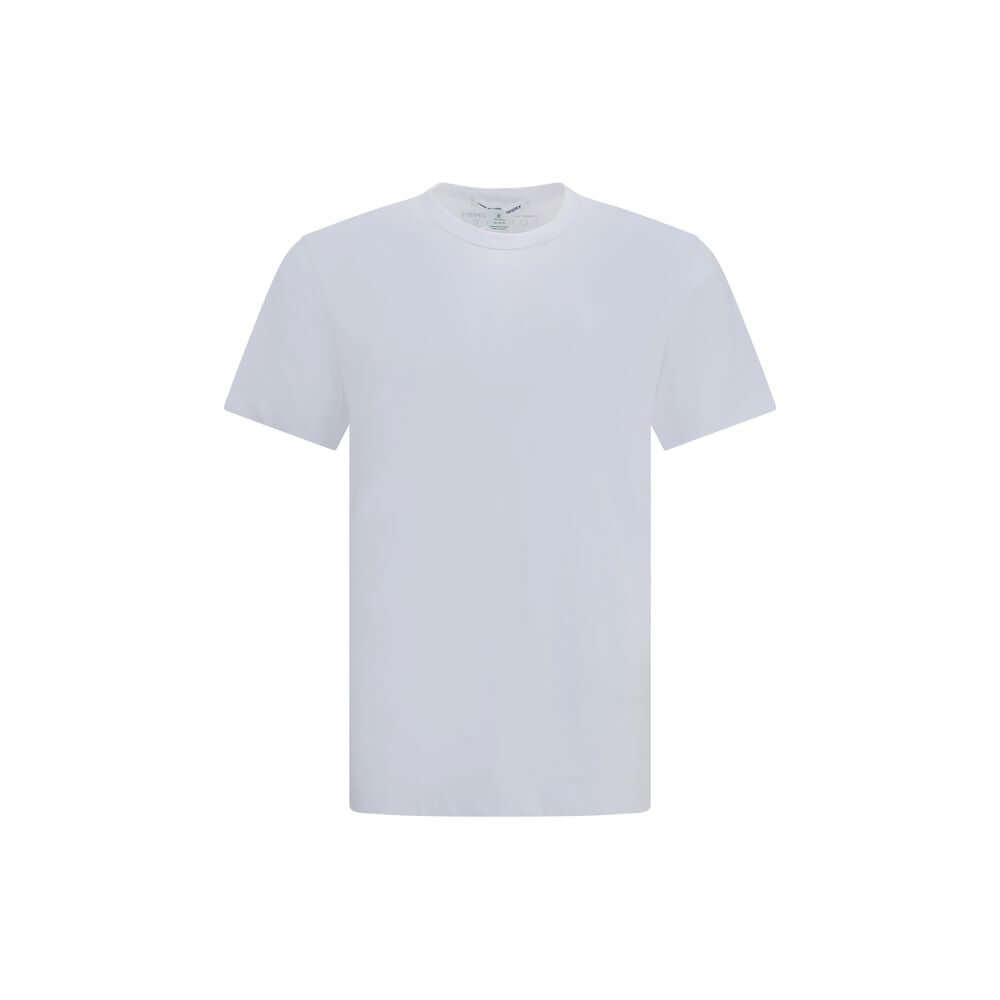 Comme Des Garçons White Cotton Sportswear T-Shirt with crew neck and short sleeves, featuring a minimalist logo print on the back.