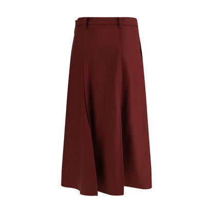 Crida Milano Bordeaux Wool Midi Skirt featuring clean pleats and elegant design enhancing a refined silhouette.