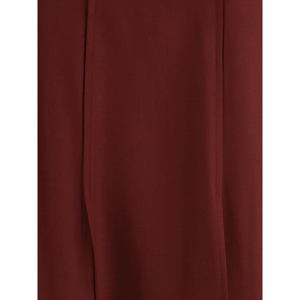 Crida Milano Bordeaux Wool Midi Skirt with central pleats and clean design.