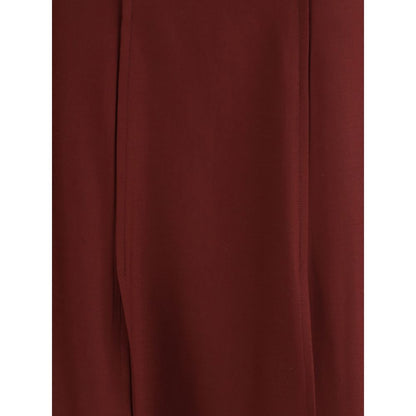 Crida Milano Bordeaux Wool Midi Skirt with central pleats and clean design.