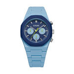 D1 MILANO Mod. POLYCHRONO BLUE BLAST wristwatch with blue dial and chronograph, 40.5 mm polycarbonate case, water resistant 5 ATM.
