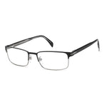 David Beckham Black Metal Frames - rectangular eyeglasses in matte black metal, size 55/19/145 mm, stylish and modern design.