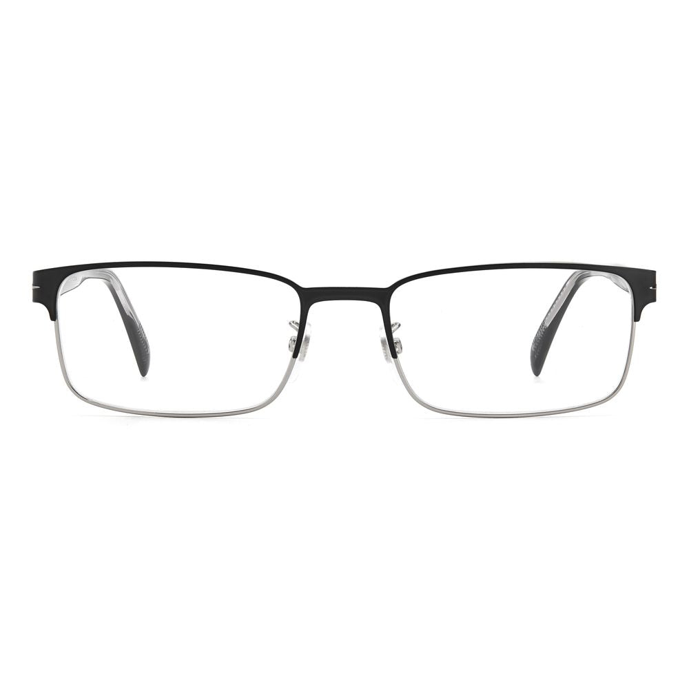 David Beckham Black Metal Frames featuring matte black rectangular design, DB-1069-TI7 model with 55/19/145 mm dimensions.