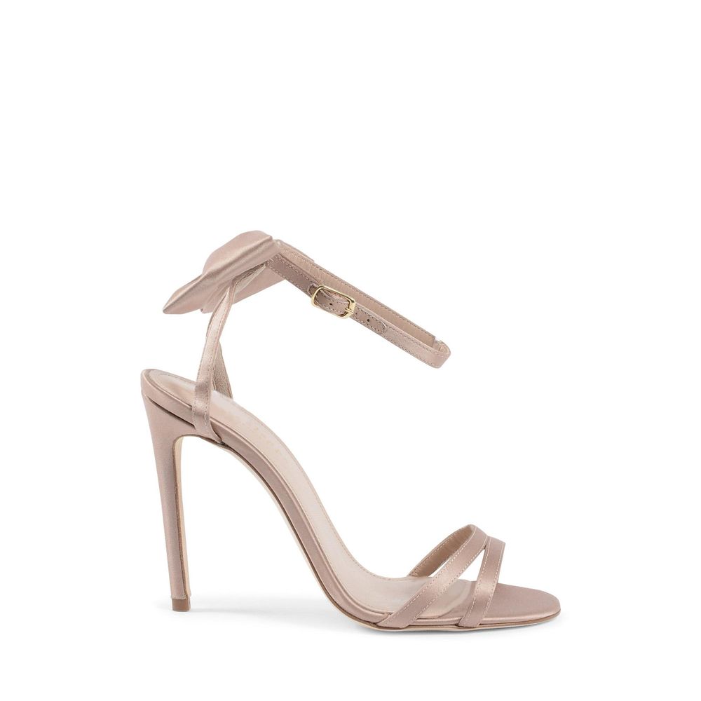 Dee Ocleppo Beige Satin Stiletto Heel Sandals