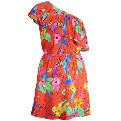 Desigual Red Viscose Women Dress, vibrant floral one-shoulder with elastic waist, perfect for chic evenings.