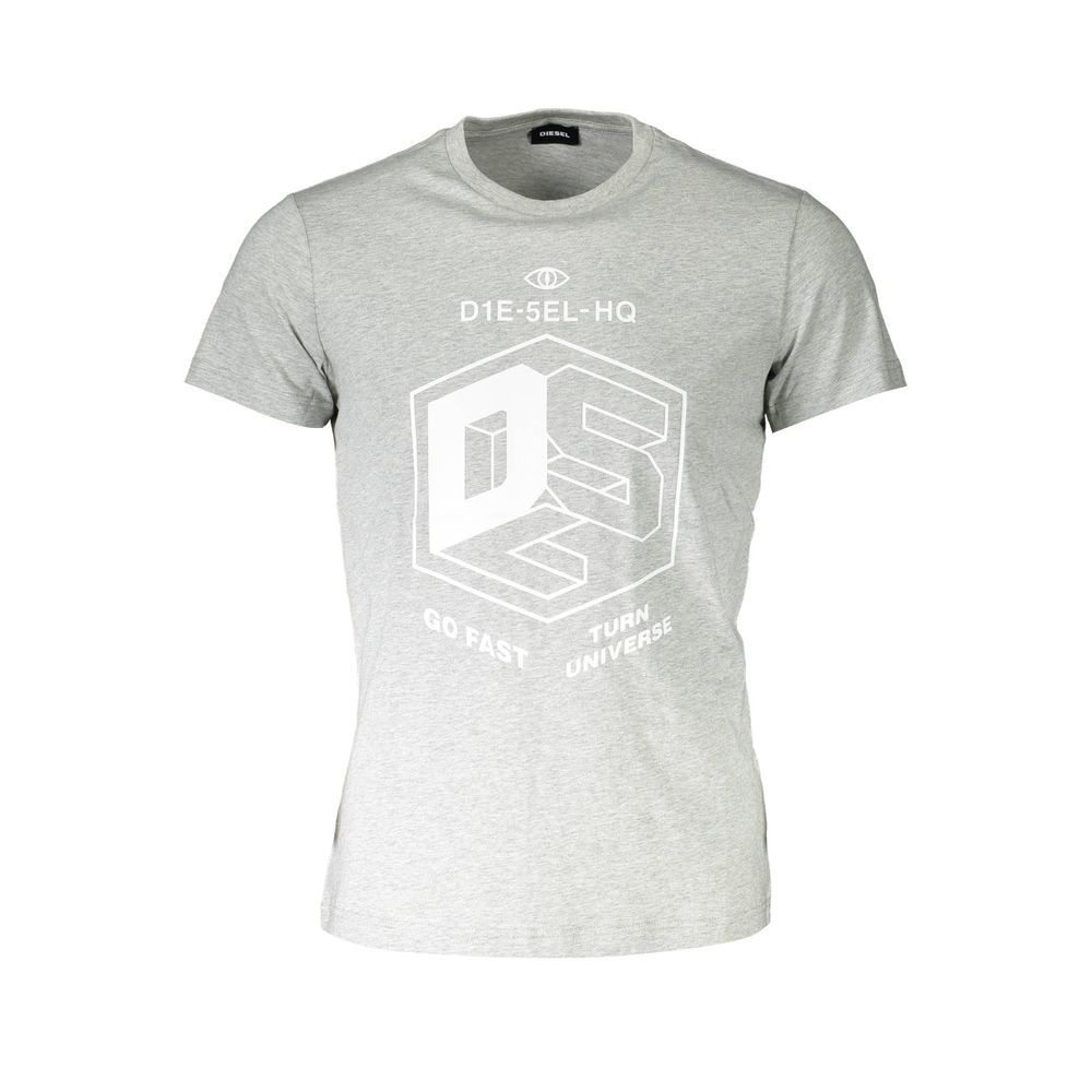 Diesel Brown Cotton Men T-Shirt with logo, short sleeves, and crew neck design, showcasing modern style for casual wear.