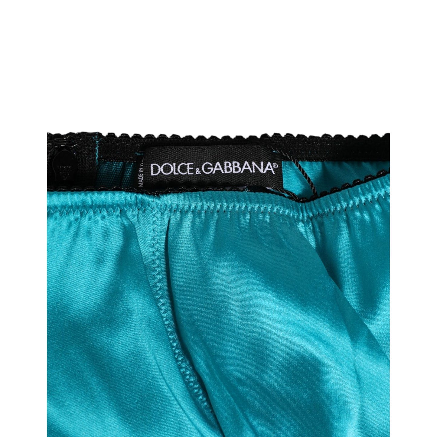 Dolce & Gabbana Aqua Green Satin High-Waist Briefs Underwear