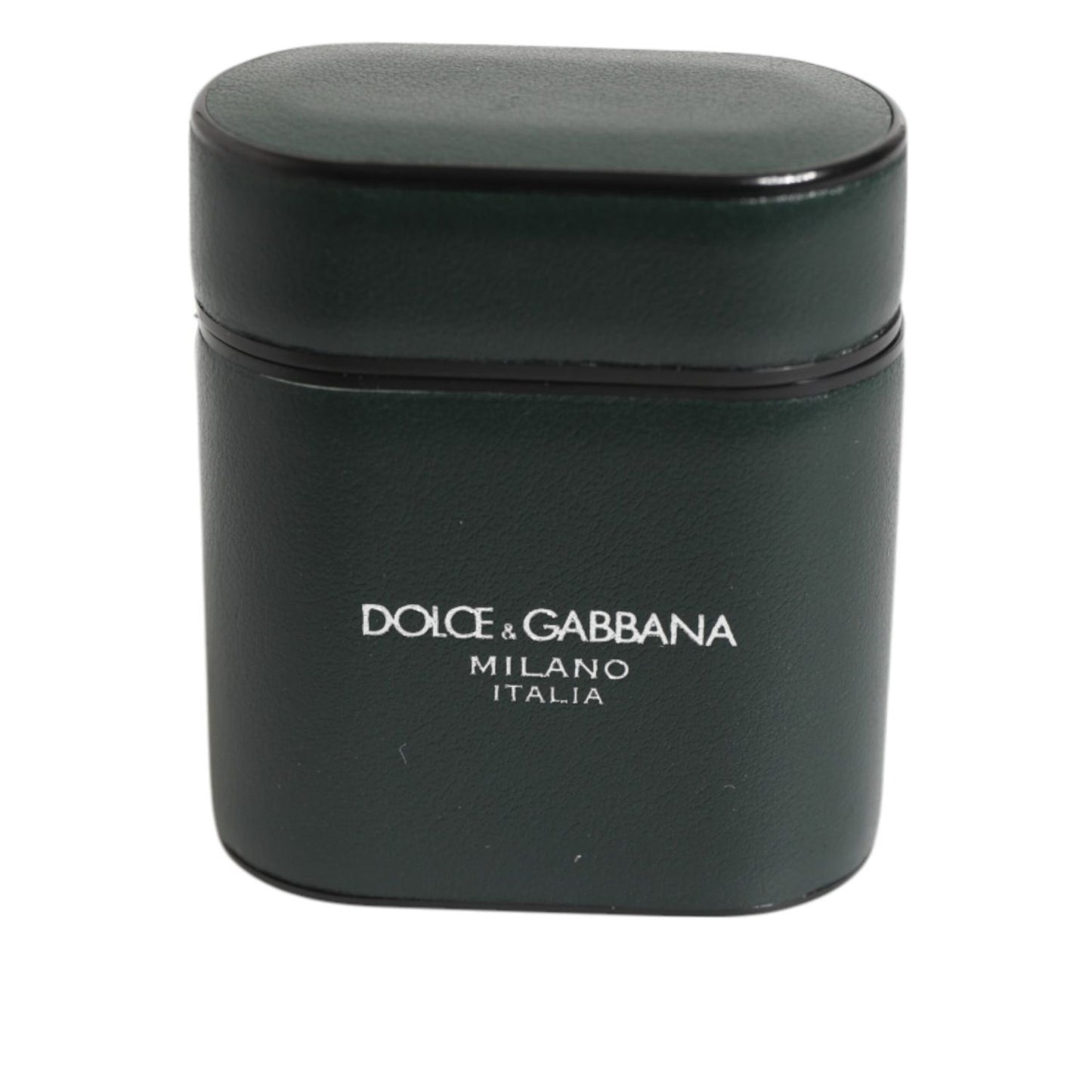 Dolce & Gabbana Army Green Calfskin Leather Logo Flip Holder Airpods Case with iconic logo print.