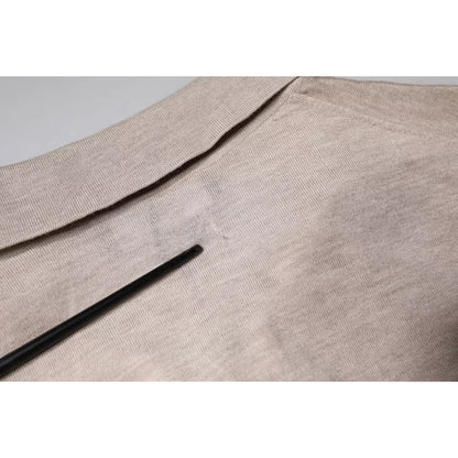 Dolce & Gabbana Beige Cashmere Knit Collared Pullover Sweater