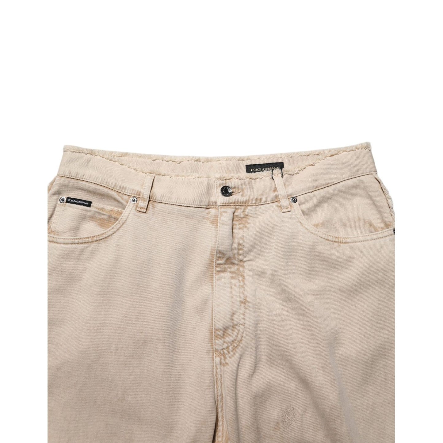 Dolce & Gabbana Beige Cotton Straight Denim Trouser Jeans