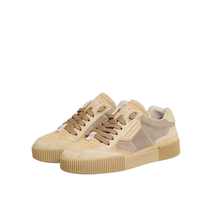 Dolce & Gabbana Beige Leather Miami Low Top Sneakers Men Shoes
