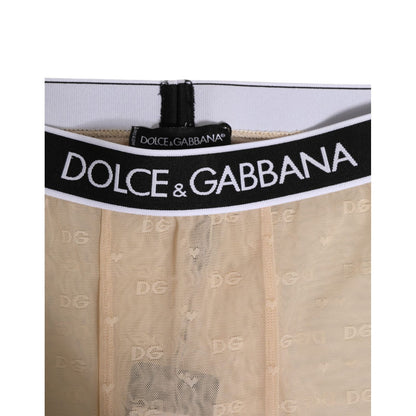 Dolce & Gabbana Beige Nylon Logo Lace Leggings Pants Underwear