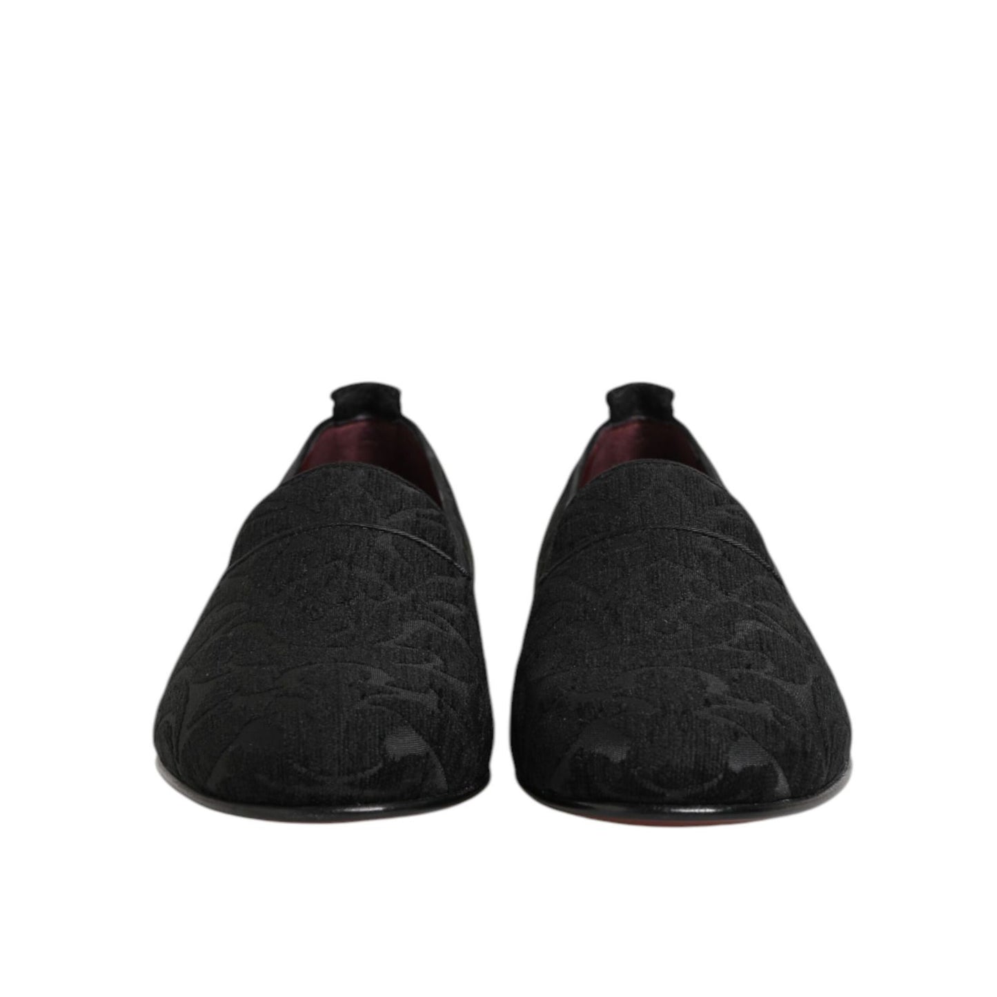 Dolce & Gabbana Black Brocade Loafers Slip On Men Dress Shoes