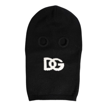 Dolce & Gabbana Black Cashmere Knitted Ski Mask Balaclava Hat with logo detail