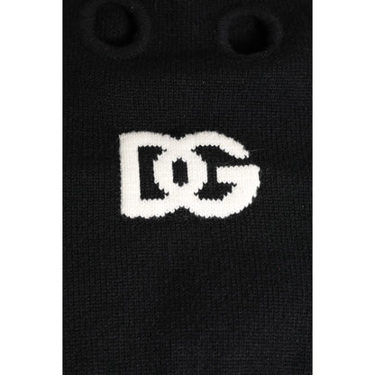 Dolce & Gabbana Black Cashmere Knitted Ski Mask Balaclava Hat with logo detail, made in Italy