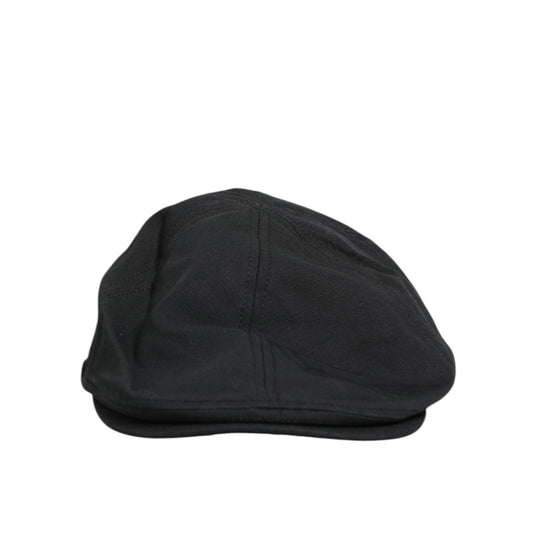 Dolce & Gabbana Black Cotton Blend Newsboy Men Cloth Cap Hat