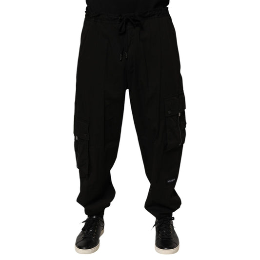 Dolce & Gabbana Black Cotton Cargo Jogger Sweatpants Pants