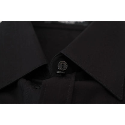 Dolce & Gabbana Black Cotton Collared Long Sleeves Shirt