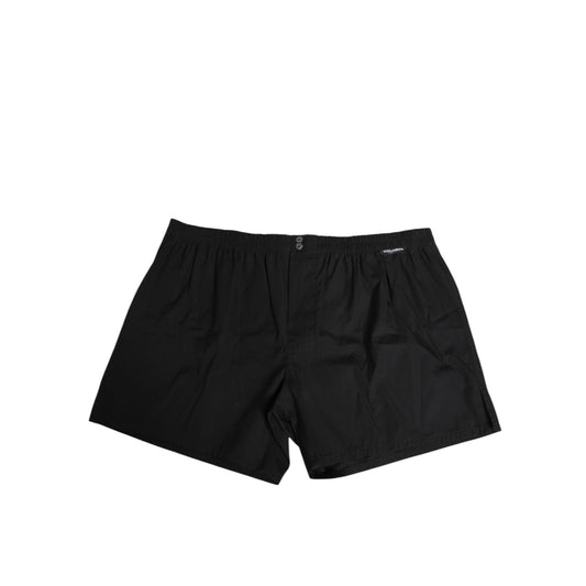 Dolce & Gabbana Black Cotton Elastic Waistband Button Swimwear