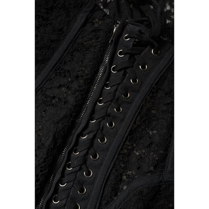 Dolce & Gabbana Black Cotton Floral Lace Corset Bustier Top