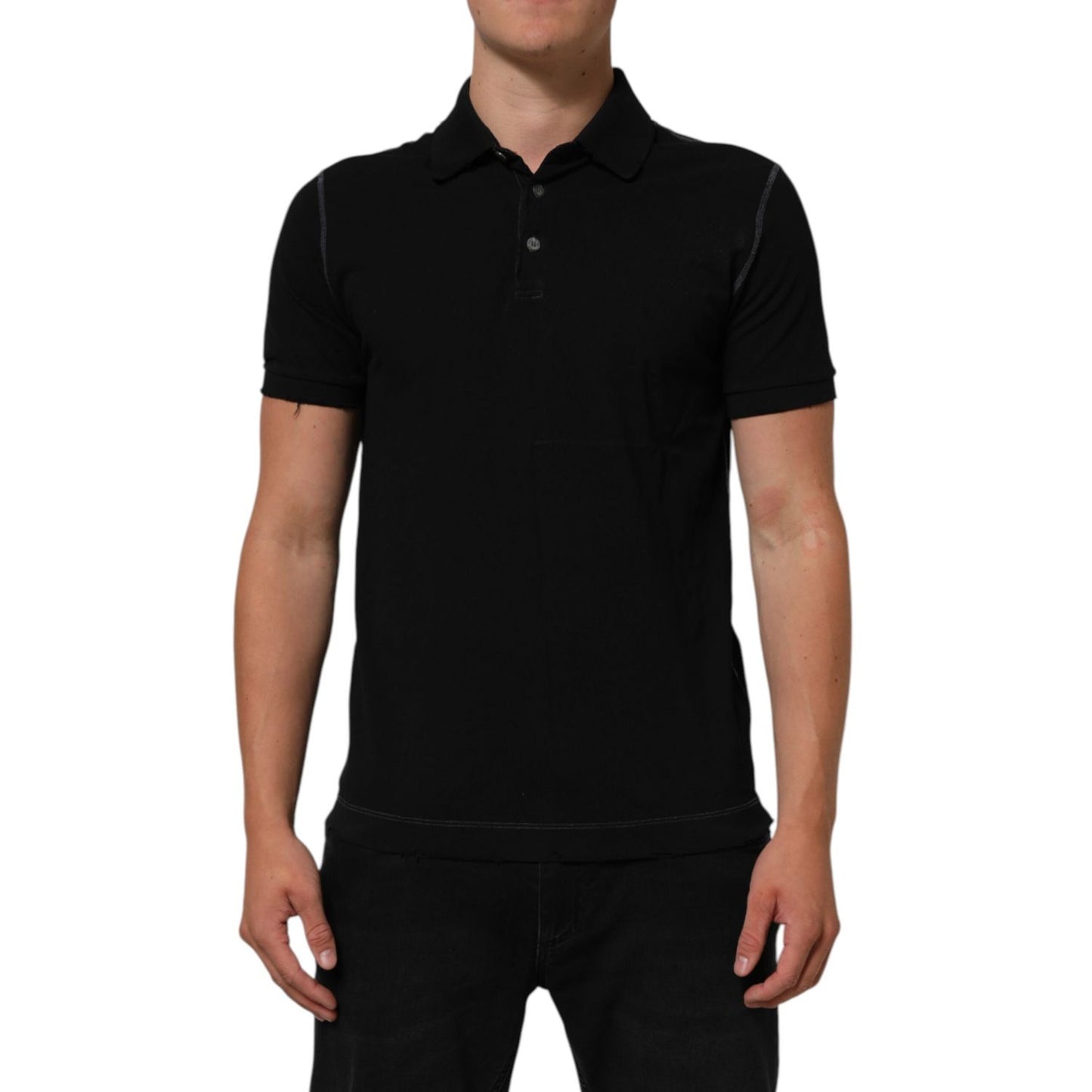 Dolce & Gabbana Black Cotton Graphic Print PoloShirt T-shirt