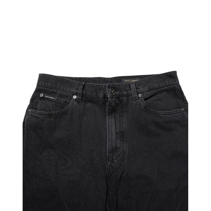 Dolce & Gabbana Black Cotton Logo Men Mid Waist Denim Jeans