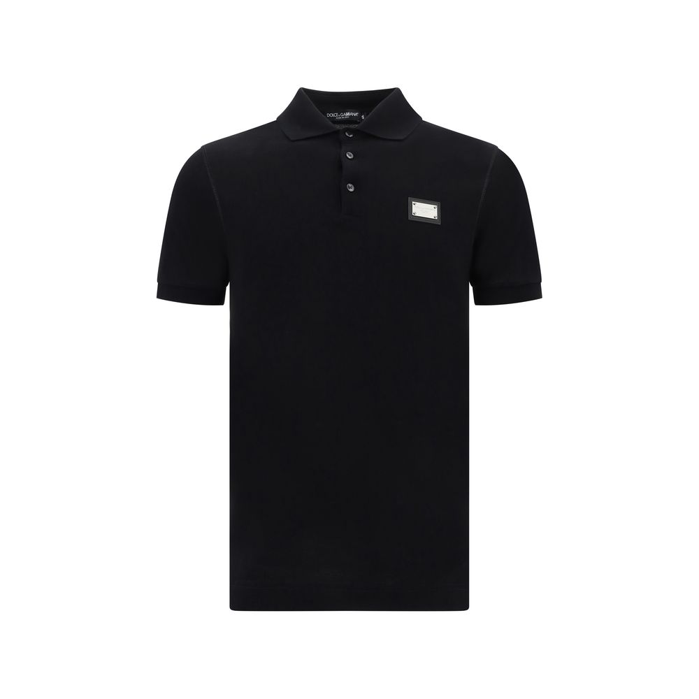 Dolce & Gabbana Black Cotton Polo Shirt