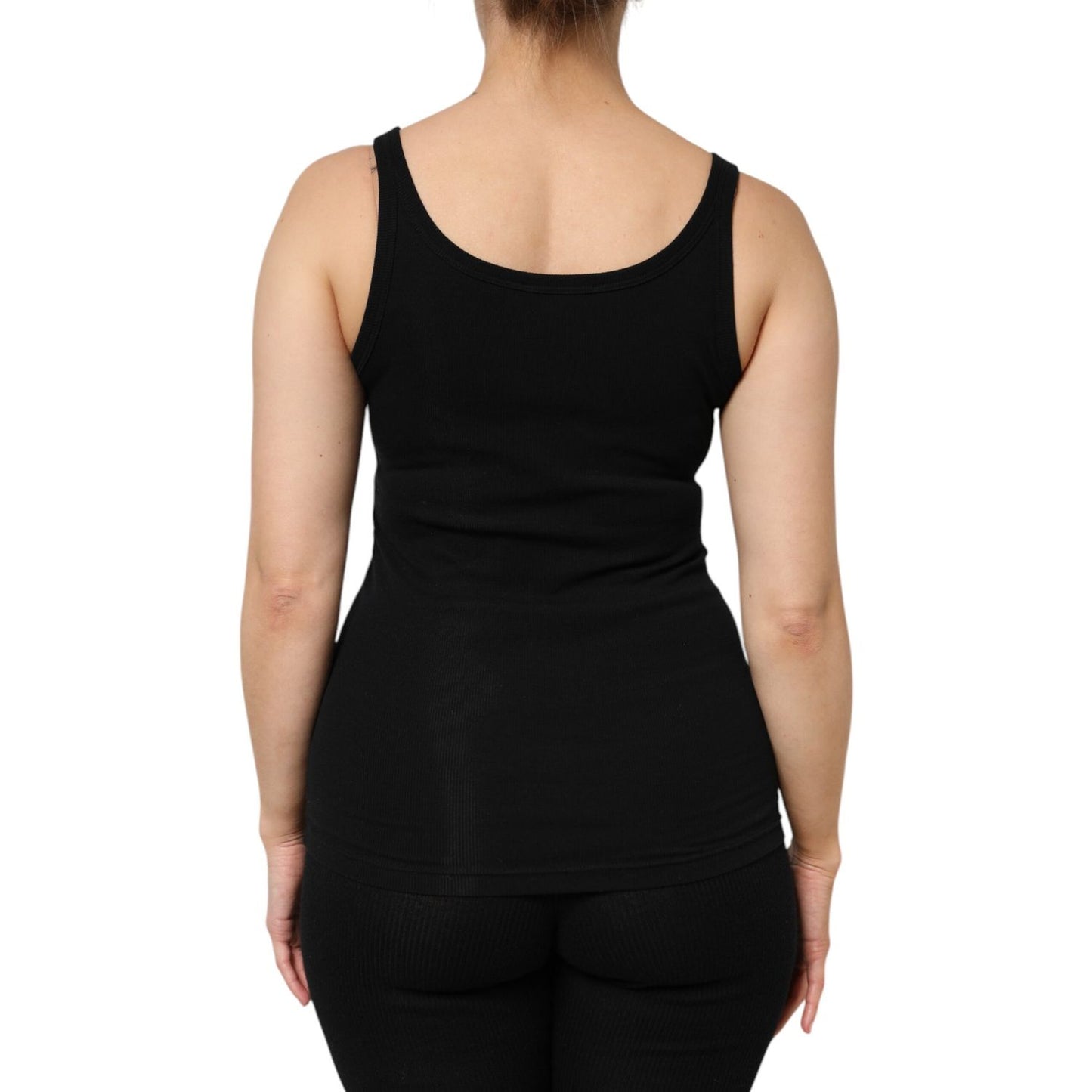Dolce & Gabbana Black Cotton Stretch Sleeveless Women Tank Top