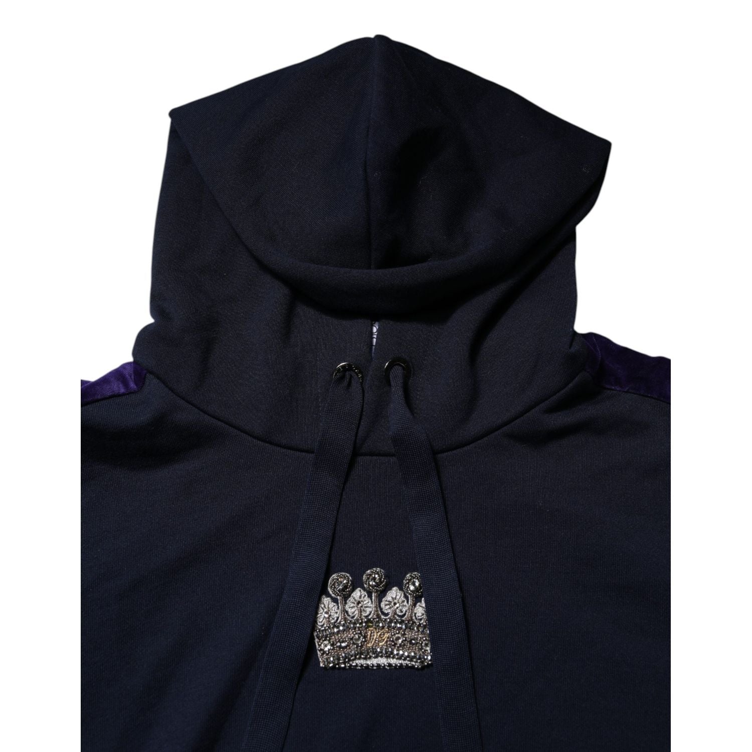 Dolce & Gabbana Black Crown Cotton Hooded Sweatshirt Sweater