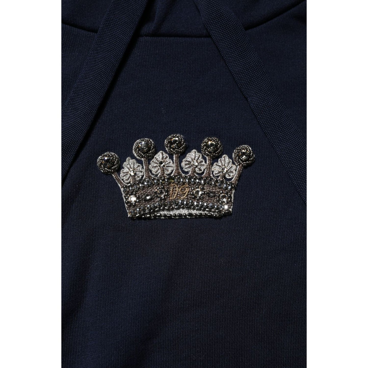 Dolce & Gabbana Black Crown Cotton Hooded Sweatshirt Sweater
