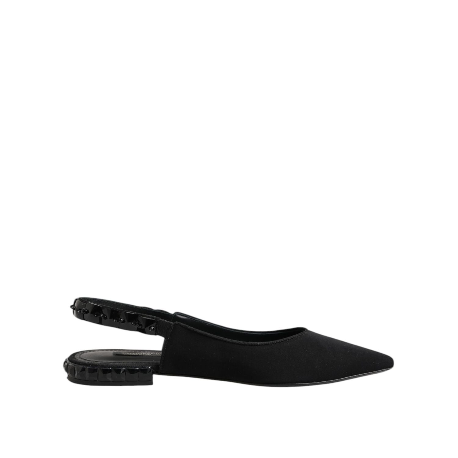 Dolce & Gabbana Black Crystal Charmeuse Slingback Shoes