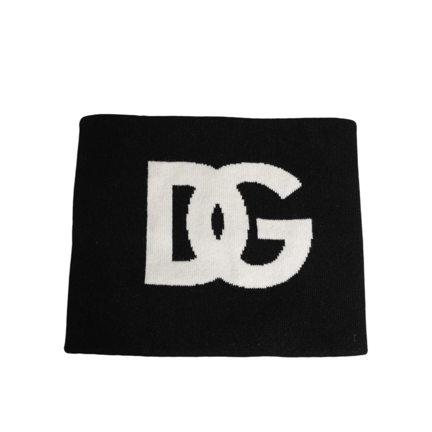 Dolce & Gabbana Black D&G Logo Cashmere Knitted Men One Size Scarf