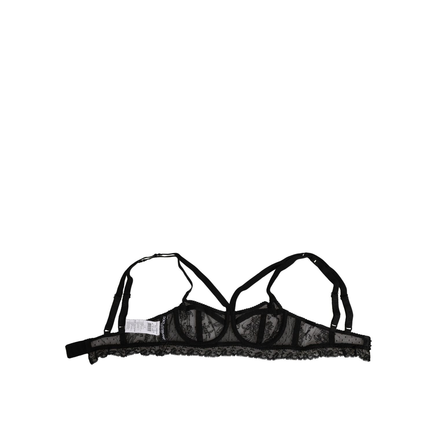 Dolce & Gabbana Black Floral Lace Nylon Balconcino Bra Underwear