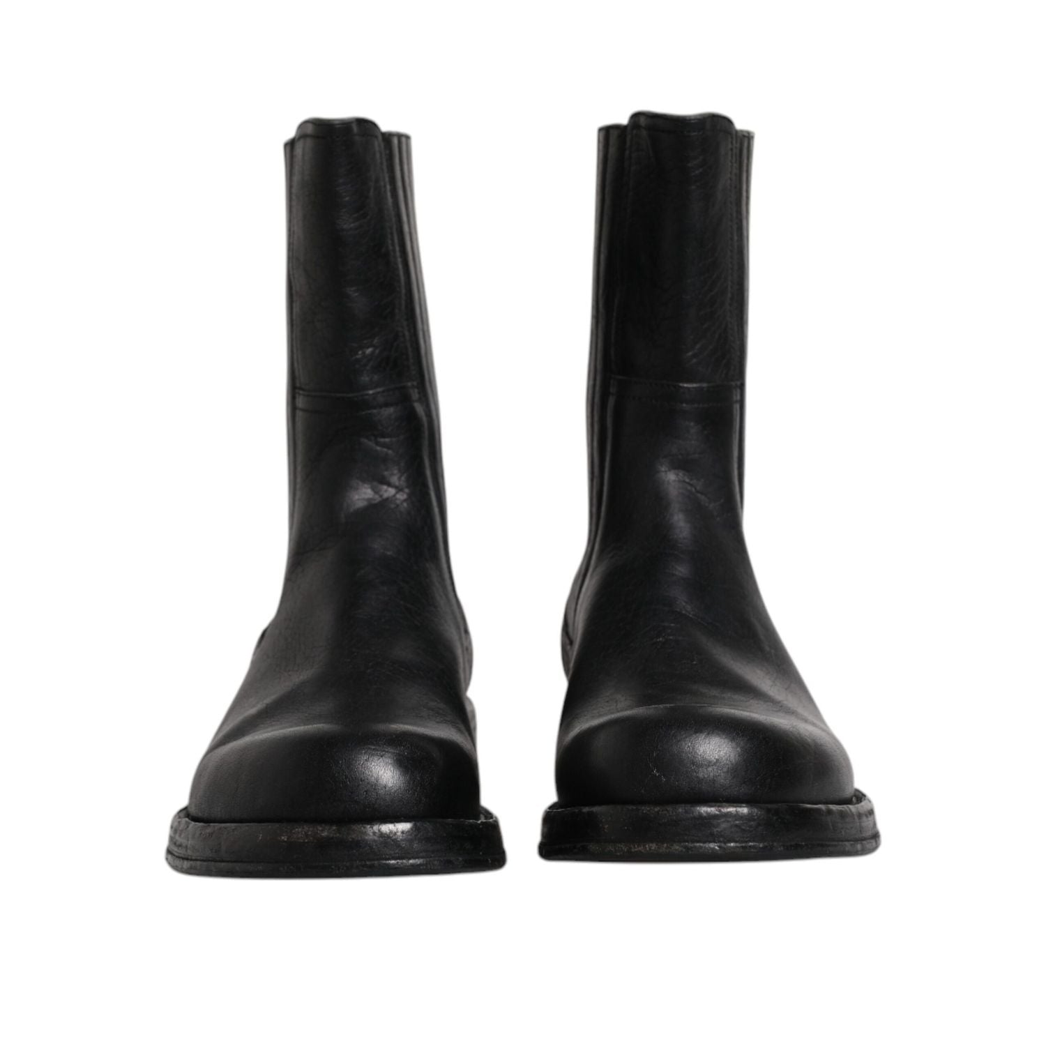 Dolce & Gabbana Black Horse Leather Mid Calf Boots Shoes