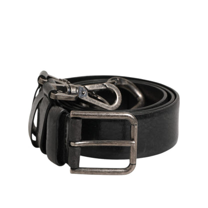 Dolce & Gabbana Black Key Ring Clip Attachments Buckle Belt