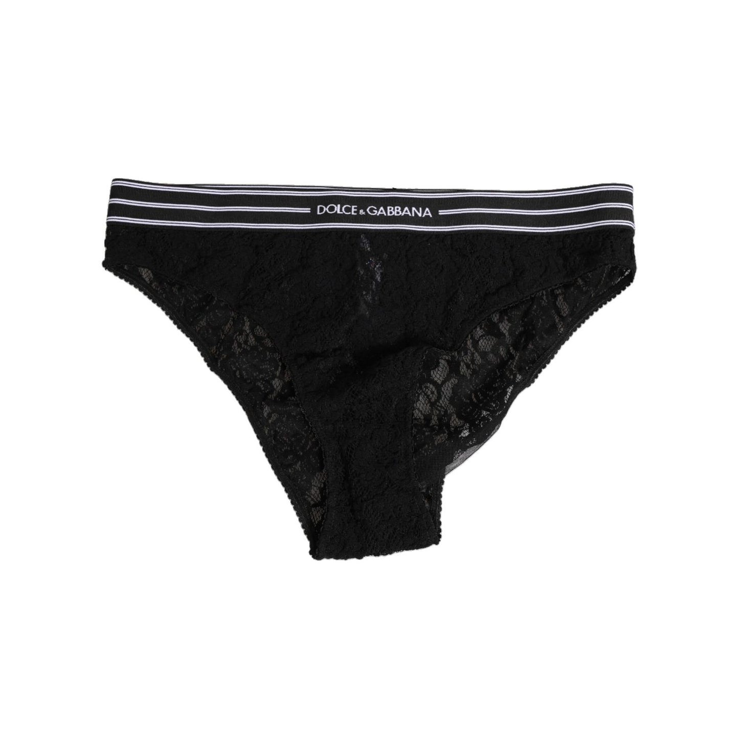 Dolce & Gabbana Black Lace Nylon High Waist Panty Underwear