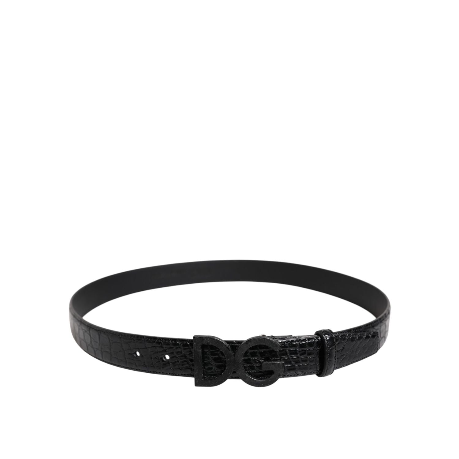 Dolce & Gabbana Black Leather Classic Metal DG Buckle Belt