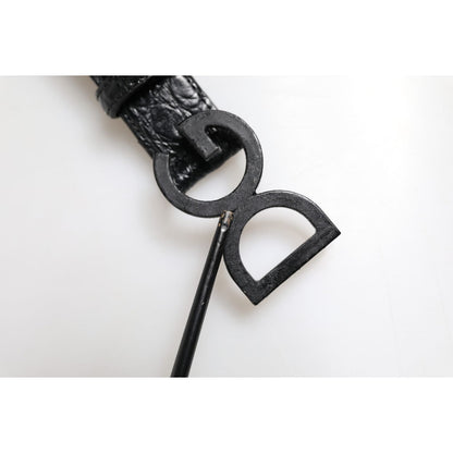 Dolce & Gabbana Black Leather Classic Metal DG Buckle Belt