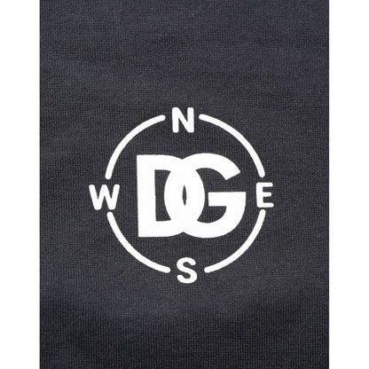 Dolce & Gabbana Black Logo Compass Cotton Crew Neck T-shirt