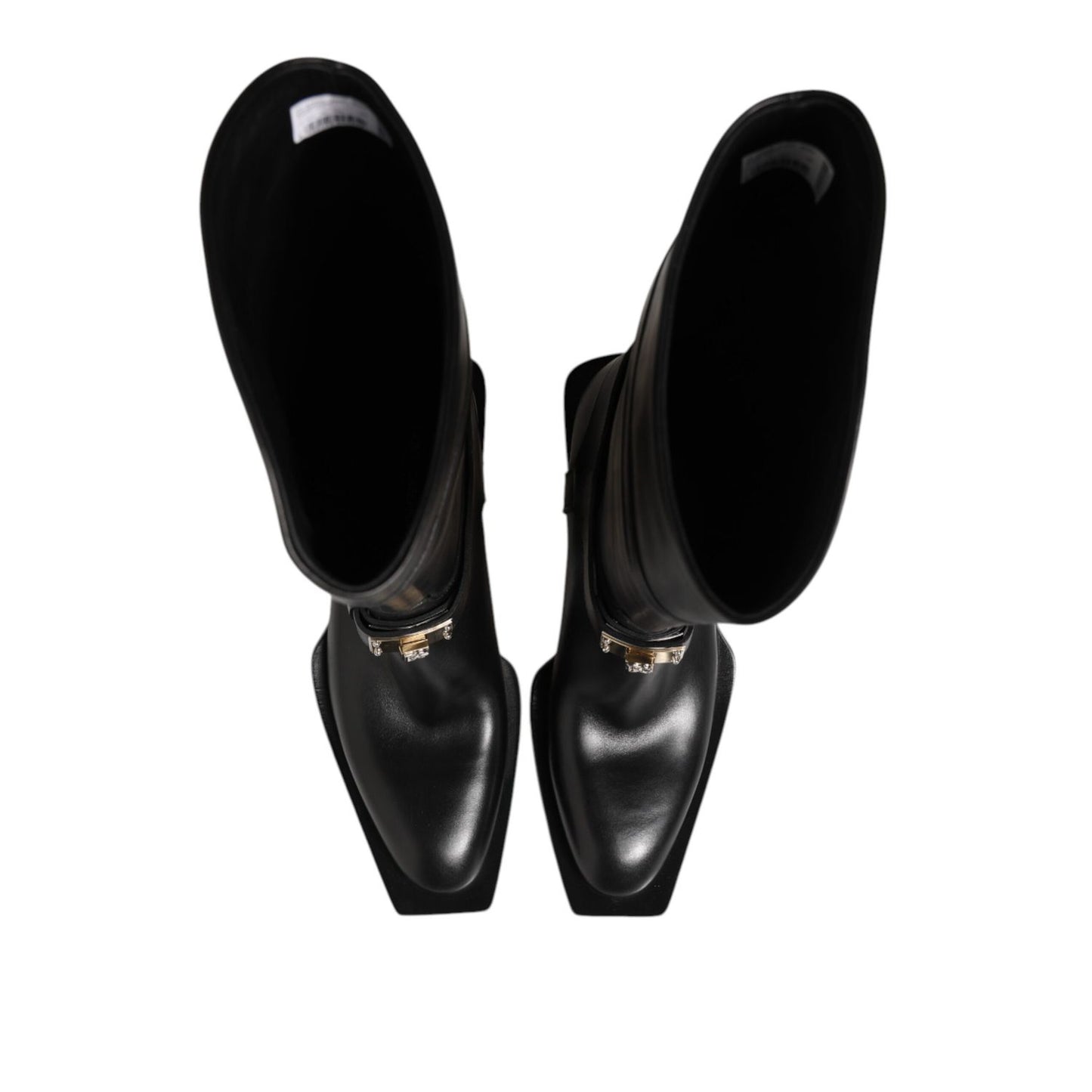 Dolce & Gabbana Black Logo Plaque Over The Calf Boot Shoes