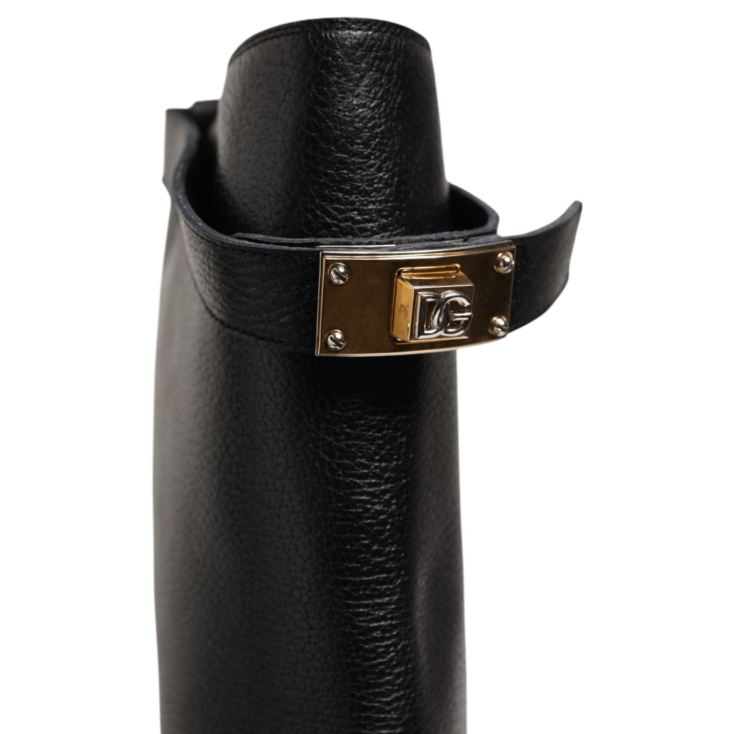 Dolce & Gabbana Black Logo Plaque Over The Calf Boots Shoes