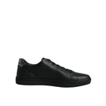 Dolce & Gabbana Black London Sacred Heart Men Sneakers Shoes with lace-up closure and rubber sole, made of 100% calf leather.