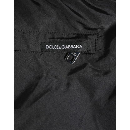 Dolce & Gabbana Black Nylon KING Sideband Men Boxer Shorts Swimwear with logo accent close-up