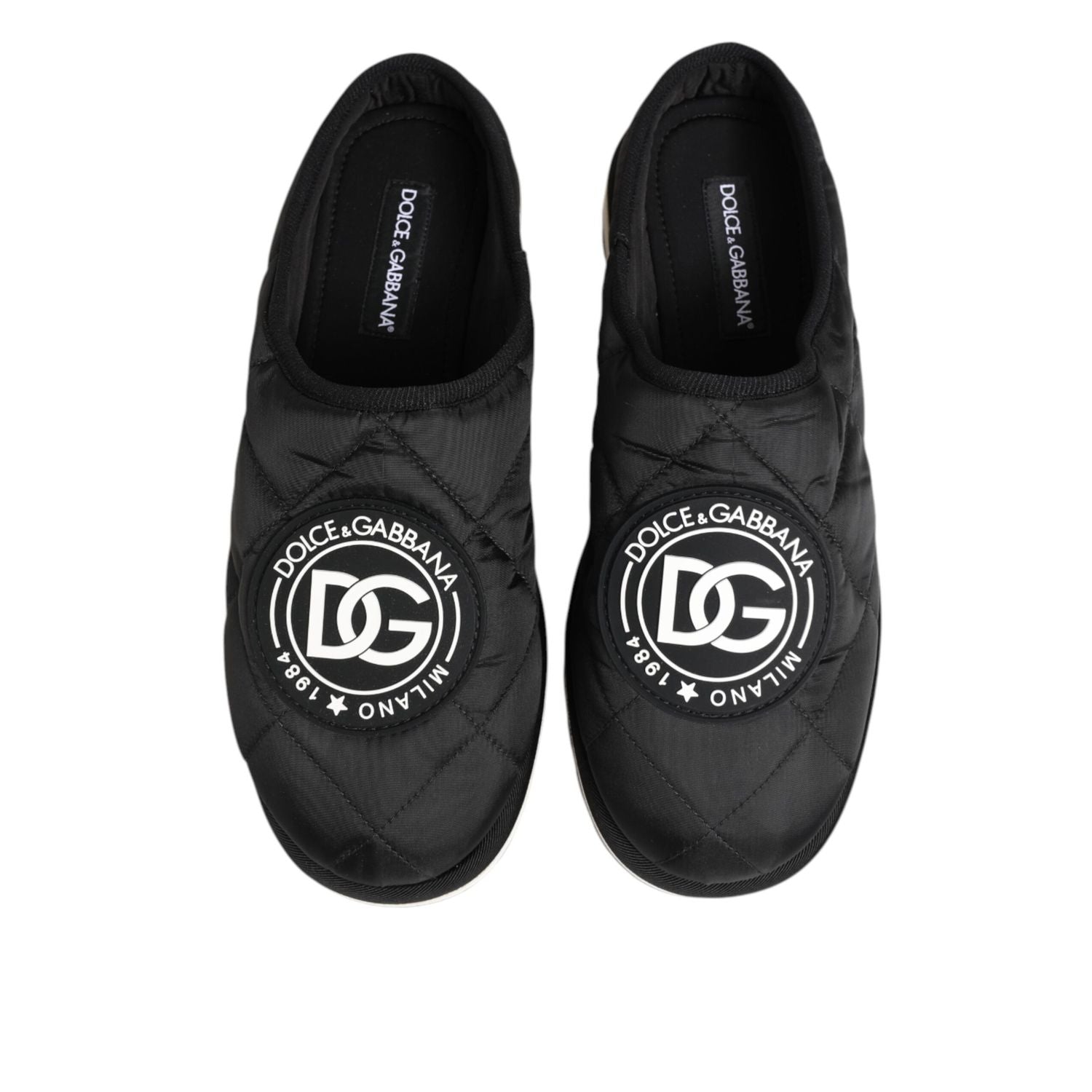 Dolce & Gabbana Black Nylon Low Top Slip On Sneaker Shoes