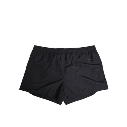 Dolce & Gabbana Black Nylon Side Logo Tape Shorts Swimwear