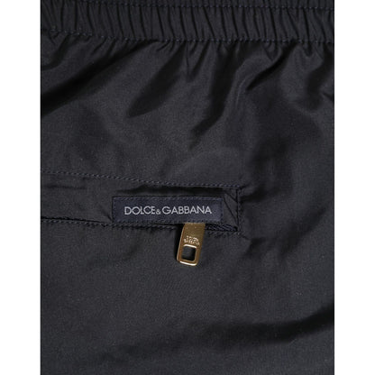 Dolce & Gabbana Black Nylon Side Logo Tape Shorts Swimwear